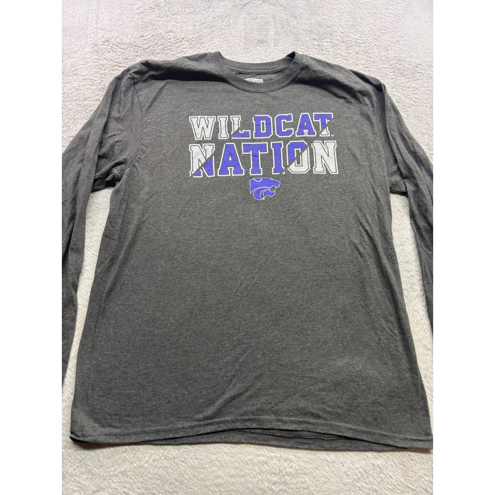 Captivating Mens Kansas State Wildcats Wildcat Nation Long Sleeve Tee XL Gray